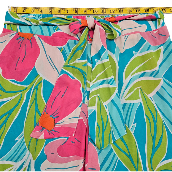 Ashely Stewart Pant Set Womens 18 20 Floral Wide Leg Blue Pink High Rise - Picture 13 of 16